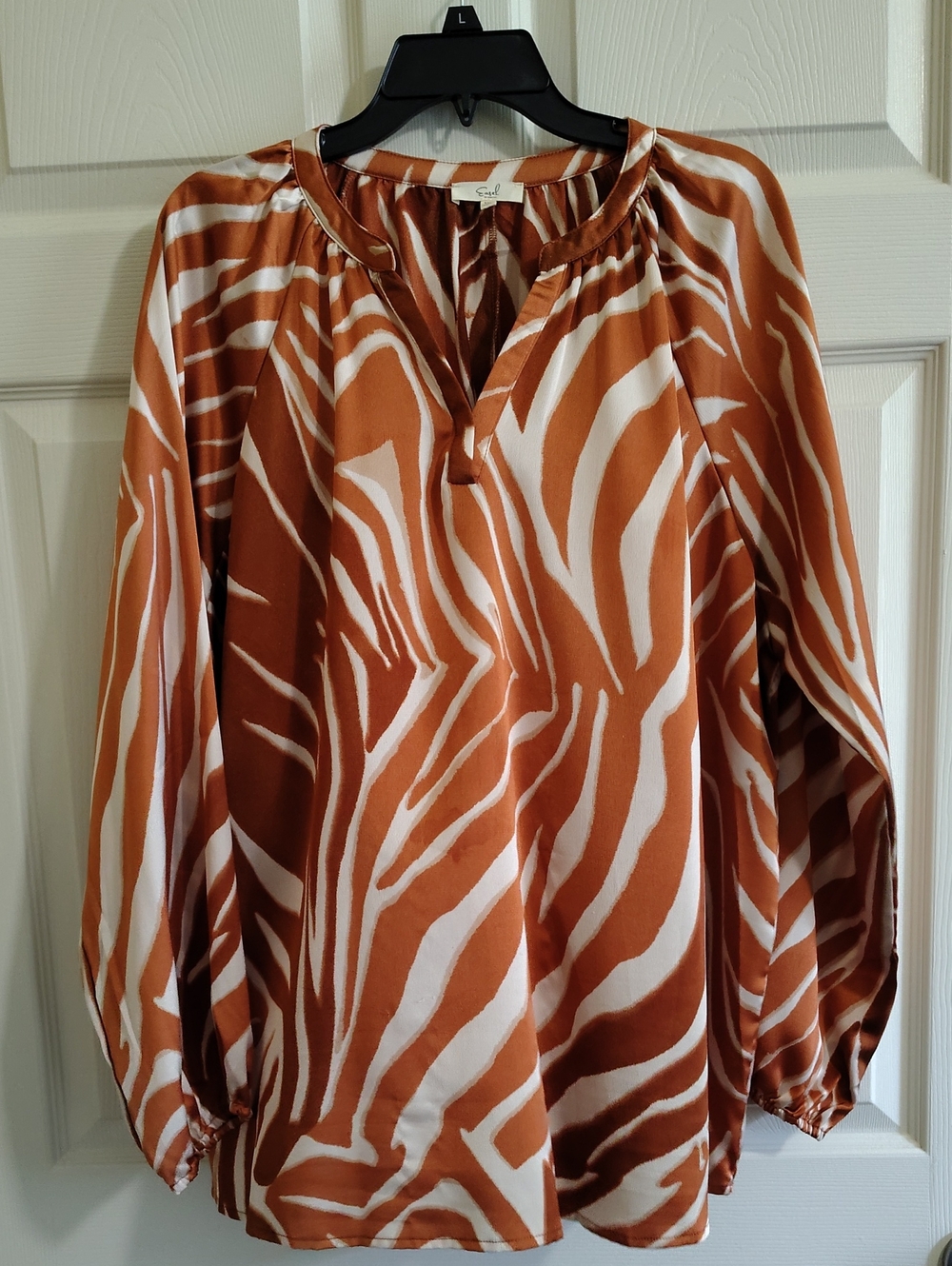 Easel Women’s Copper Zebra Print Blouse